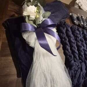 Elegant Navy and White Dwith Floral Accent